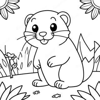 Page A Colorier De Furet Joueur Dans Un Jardin 15390-12892