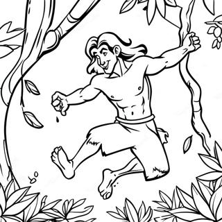 Page A Colorier De Tarzan Se Balancant Sur Des Vignes 15591-13193