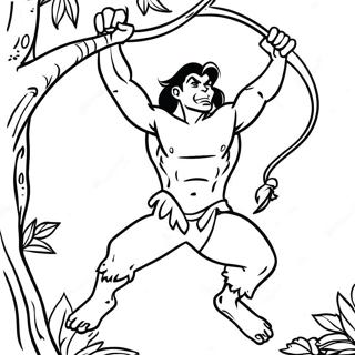 Page A Colorier De Tarzan Se Balancant Sur Des Vignes 15591-13194