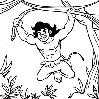 Page A Colorier De Tarzan Se Balancant Sur Des Vignes 15591-13195