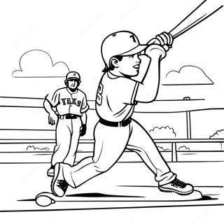 Page A Colorier Dun Joueur De Baseball Des Texas Rangers Se Balancant 15621-13217