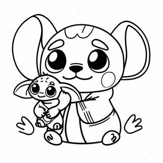 Stitch Et Bébé Yoda Pages À Colorier