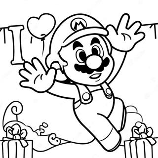 Anniversaire Mario Pages À Colorier