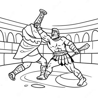 Page A Colorier Dun Gladiateur Combattant Dans Larene 15721-13299