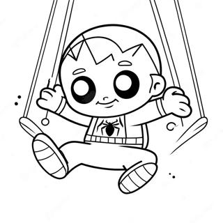 Page A Colorier De Bebe Spiderman En Train De Se Balancer 16383-13809