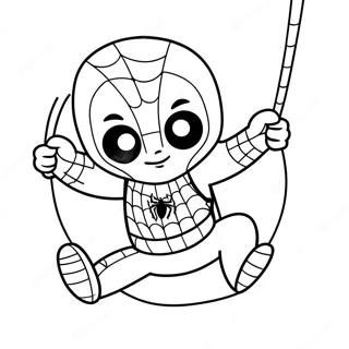 Page A Colorier De Bebe Spiderman En Train De Se Balancer 16383-13810