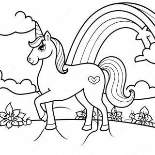 Page A Colorier De Licorne Barbie Magique Dans Un Paysage Arc En Ciel 16453-13866