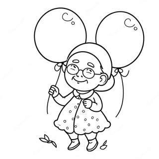 Page A Colorier Douce Mamie Avec Ballons 16603-13986