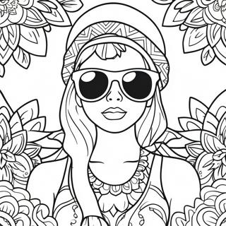 Page A Colorier Fille Crane Sucre Gangsta Cool Avec Lunettes De Soleil 16693-14057