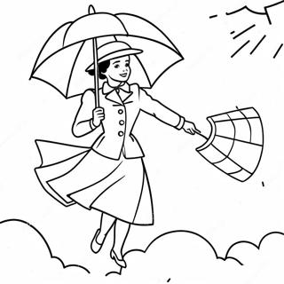 Page A Colorier De Mary Poppins Volant Avec Un Parapluie 16763-14116