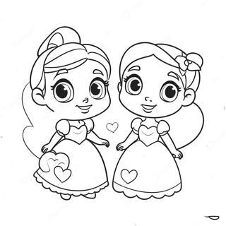 Page A Colorier De Jolies Princesses Disney Avec Des Coeurs 17014-14313