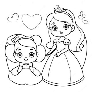 Page A Colorier De Jolies Princesses Disney Avec Des Coeurs 17014-14314