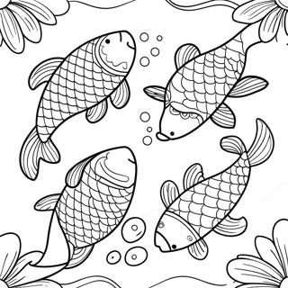 Page A Colorier De Poissons Koi Colores Nageant Dans Un Etang 17024-14322