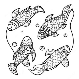 Page A Colorier De Poissons Koi Colores Nageant Dans Un Etang 17024-14323