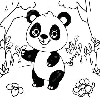 Mimi Panda Mignon Jouant Dans La Foret Page A Colorier 17214-14473