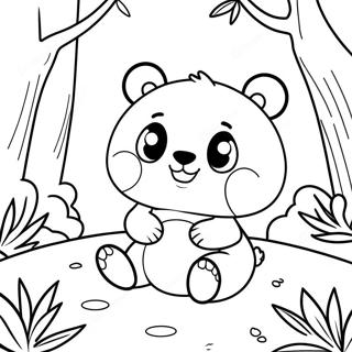 Mimi Panda Mignon Jouant Dans La Foret Page A Colorier 17214-14476