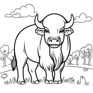 Bison Majestueux Dans Un Pre Page A Colorier 17254-14505