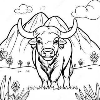 Bison Majestueux Dans Un Pre Page A Colorier 17254-14507