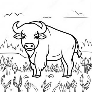 Bison Majestueux Dans Un Pre Page A Colorier 17254-14508