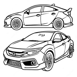 Page A Colorier De La Honda Civic En Action 17375-14595