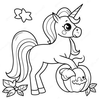 Page A Colorier Licorne Dhalloween Etincelante Avec Citrouille 17475-14673