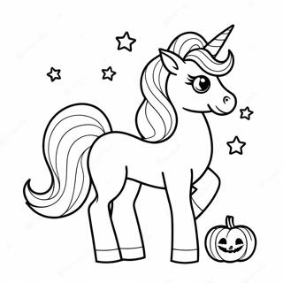 Page A Colorier Licorne Dhalloween Etincelante Avec Citrouille 17475-14674