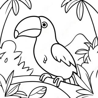 Toucan Colore Dans Une Page A Colorier De Jungle Tropicale 17505-14697