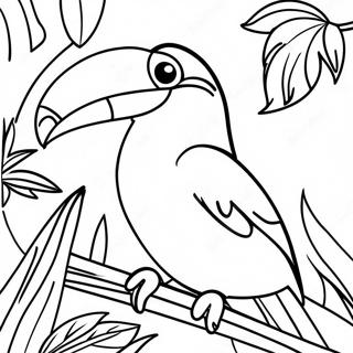 Toucan Colore Dans Une Page A Colorier De Jungle Tropicale 17505-14698