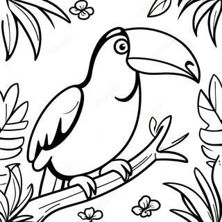 Toucan Colore Dans Une Page A Colorier De Jungle Tropicale 17505-14699