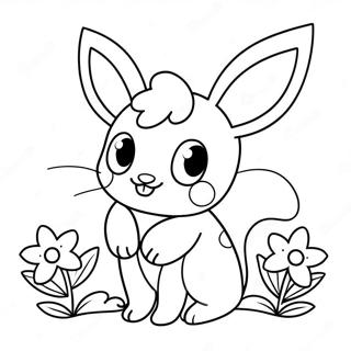 Page A Colorier Sylveon Mignon Avec Des Fleurs 17636-14793