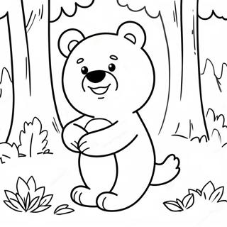 Page A Colorier De Hey Bear Mignon Jouant Dans La Foret 17986-15073