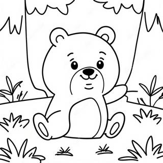 Page A Colorier De Hey Bear Mignon Jouant Dans La Foret 17986-15074