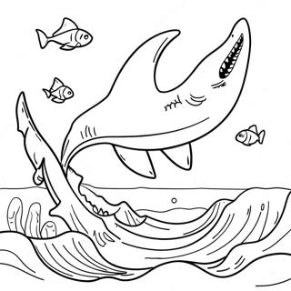 Page A Colorier Du Megalodon Nageant Dans Locean 1802-1485