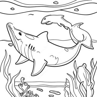 Page A Colorier Du Megalodon Nageant Dans Locean 1802-1486