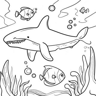 Page A Colorier Du Megalodon Nageant Dans Locean 1802-1487