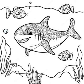 Page A Colorier Du Megalodon Nageant Dans Locean 1802-1488