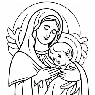 Page A Colorier Belle Vierge Marie Avec Le Bebe Jesus 18396-15409