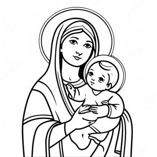 Page A Colorier Belle Vierge Marie Avec Le Bebe Jesus 18396-15411