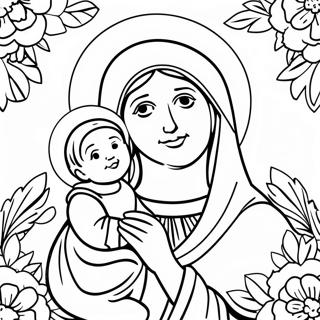 Page A Colorier Belle Vierge Marie Avec Le Bebe Jesus 18396-15412