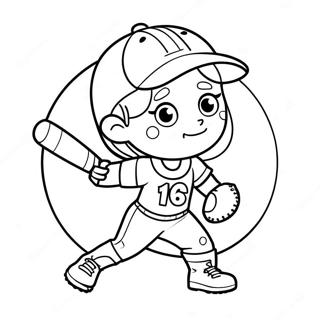 Page A Colorier Dun Joueur De Softball Adorable 18646-15609