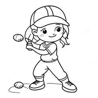 Page A Colorier Dun Joueur De Softball Adorable 18646-15612