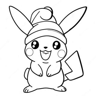 Page A Colorier De Pikachu Portant Un Chapeau De Noel 1882-1550