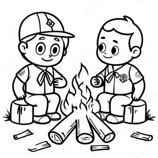 Page A Colorier De La Scene De Feu De Camp Des Cub Scouts 18979-15874