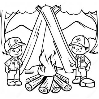 Page A Colorier De La Scene De Feu De Camp Des Cub Scouts 18979-15875