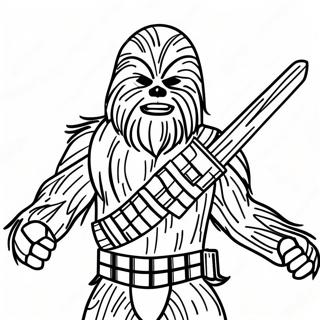 Page A Colorier De Chewbacca En Pose De Bataille 19189-16044