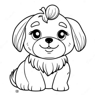 Page A Colorier De Mignon Shih Tzu Jouant 19319-16145