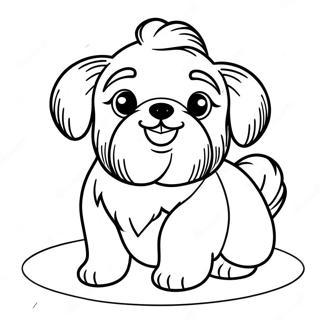 Page A Colorier De Mignon Shih Tzu Jouant 19319-16146