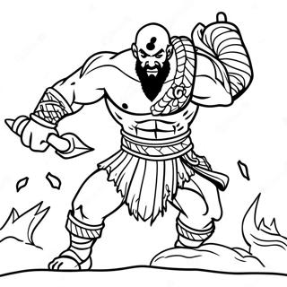 Page A Colorier De Kratos En Pose De Bataille 19349-16170