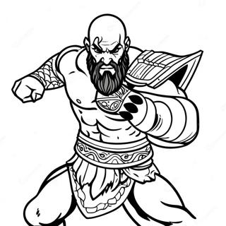 Page A Colorier De Kratos En Pose De Bataille 19349-16172