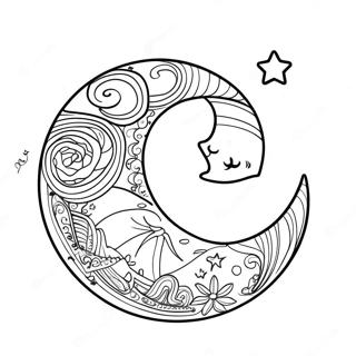 Page A Colorier Lune Croissante Avec Etoiles 19579-18314